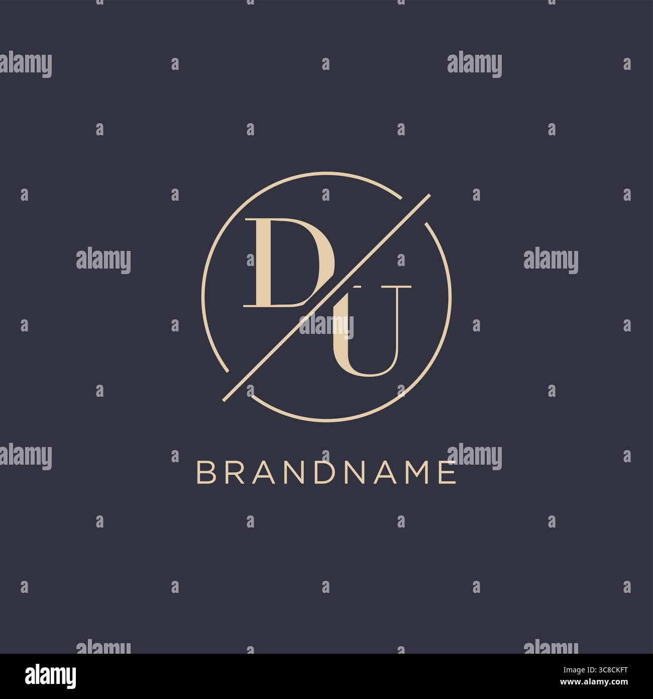 Initial letter DU logo with simple circle line elegant look monogram logo style vector graphic Stock Vector