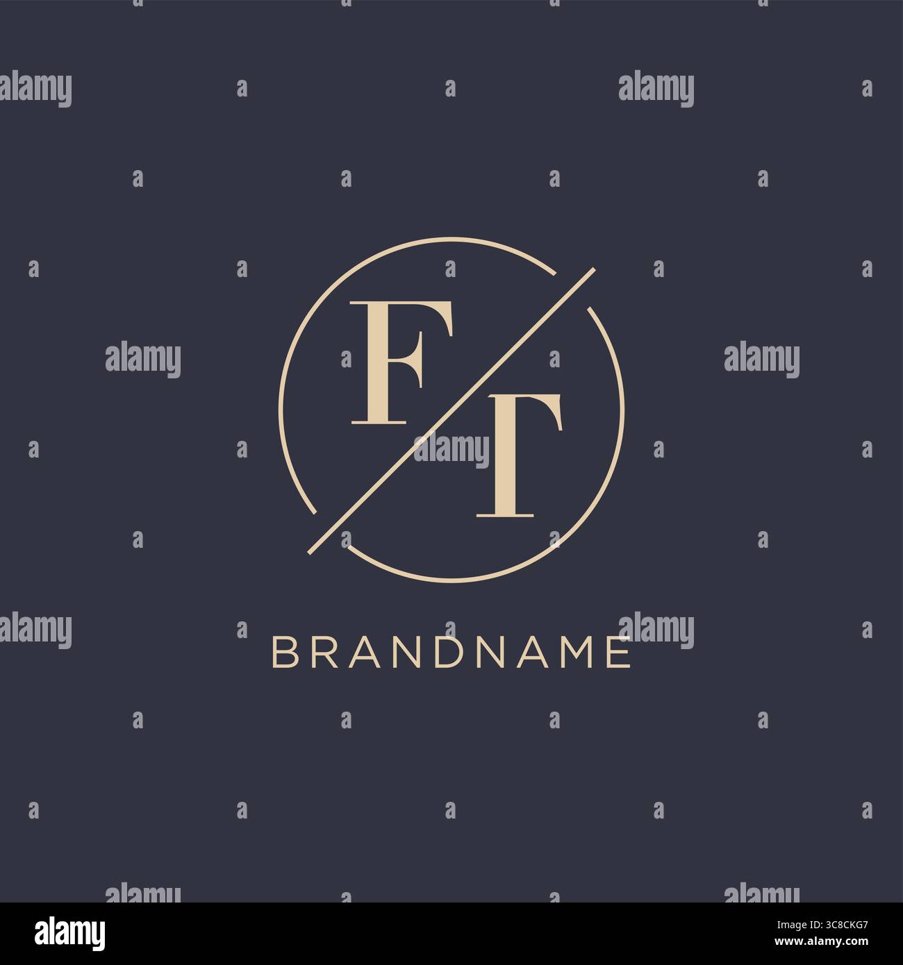 Initial letter FT logo with simple circle line elegant look monogram logo style vector graphic Stock Vector