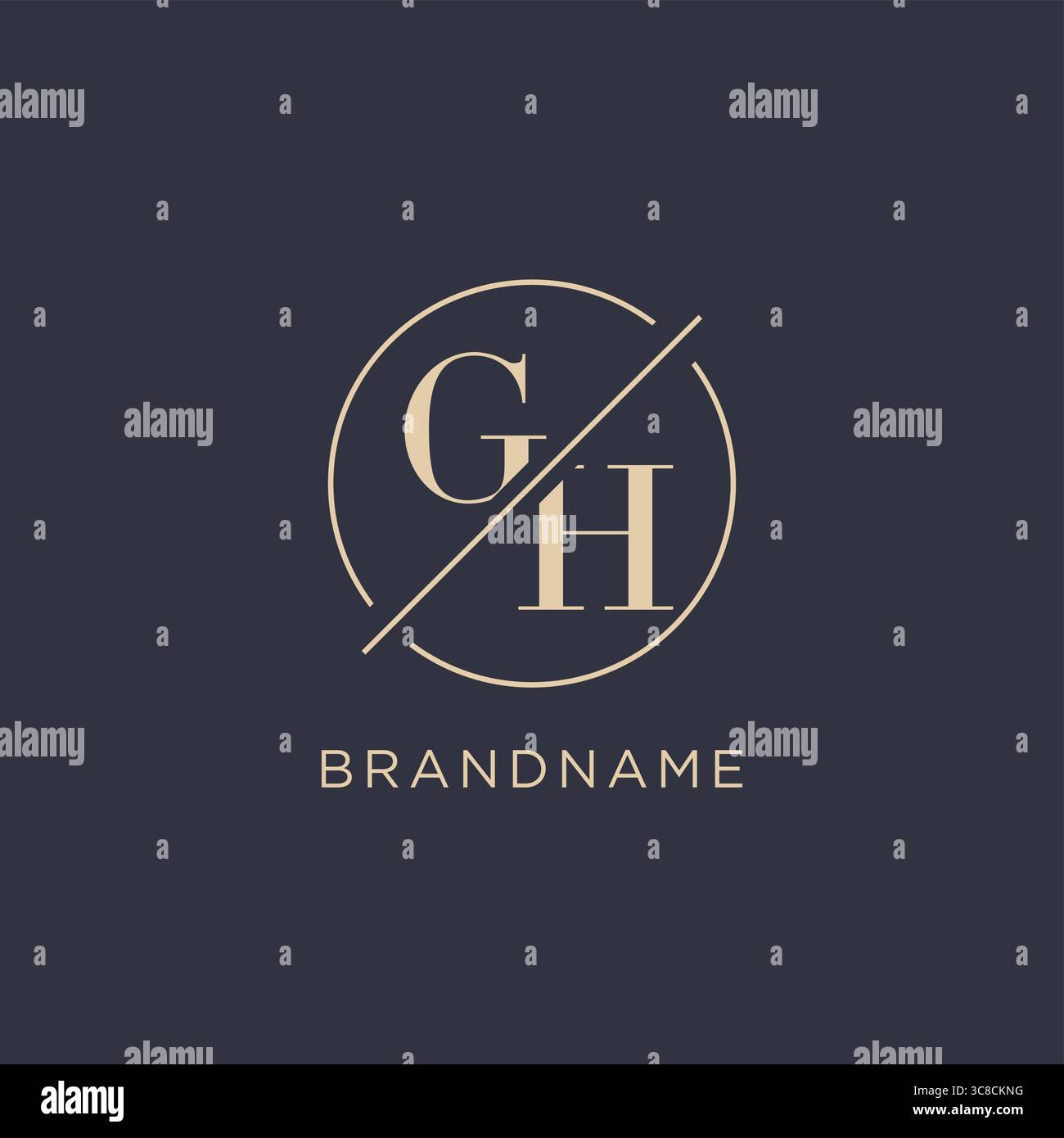 Initial letter GH logo with simple circle line elegant look monogram logo style vector graphic Stock Vector