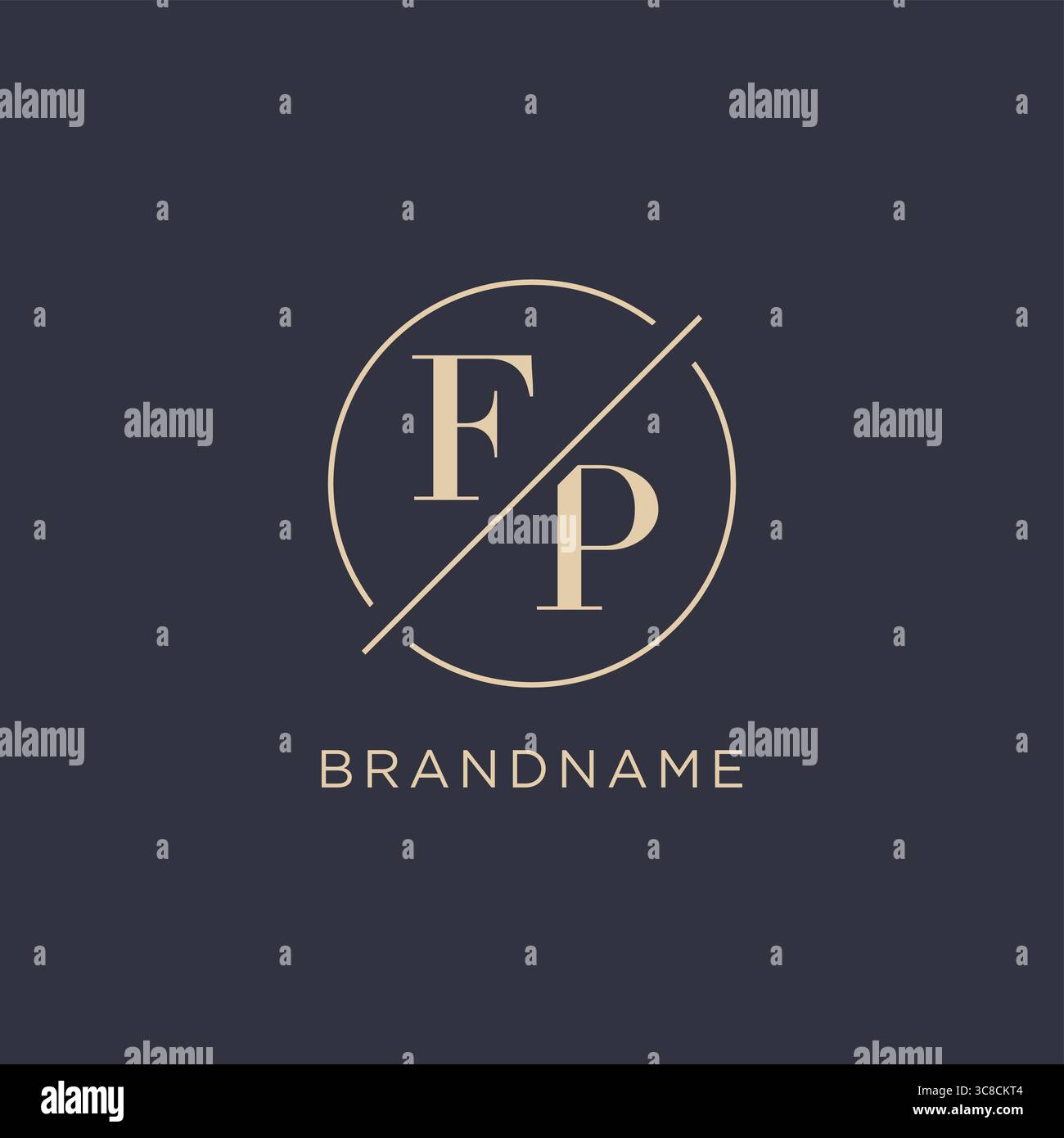 Initial letter FP logo with simple circle line elegant look monogram logo style vector graphic Stock Vector