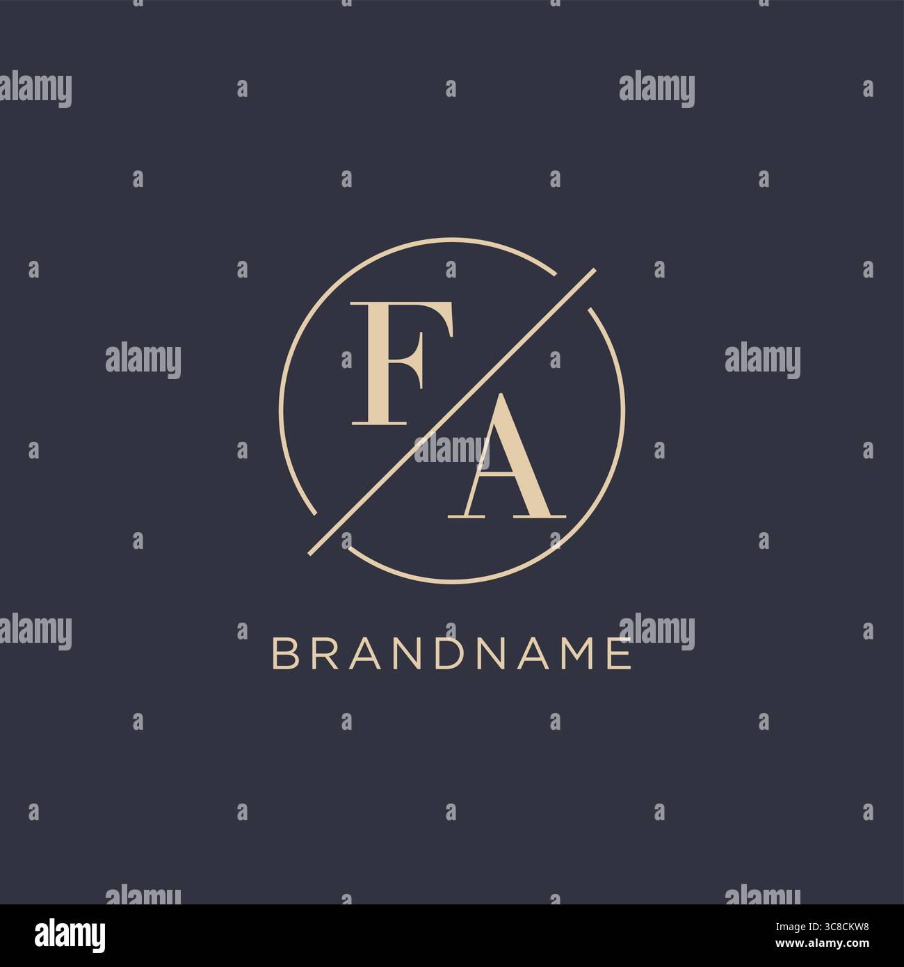 Initial letter FA logo with simple circle line elegant look monogram logo style vector graphic Stock Vector