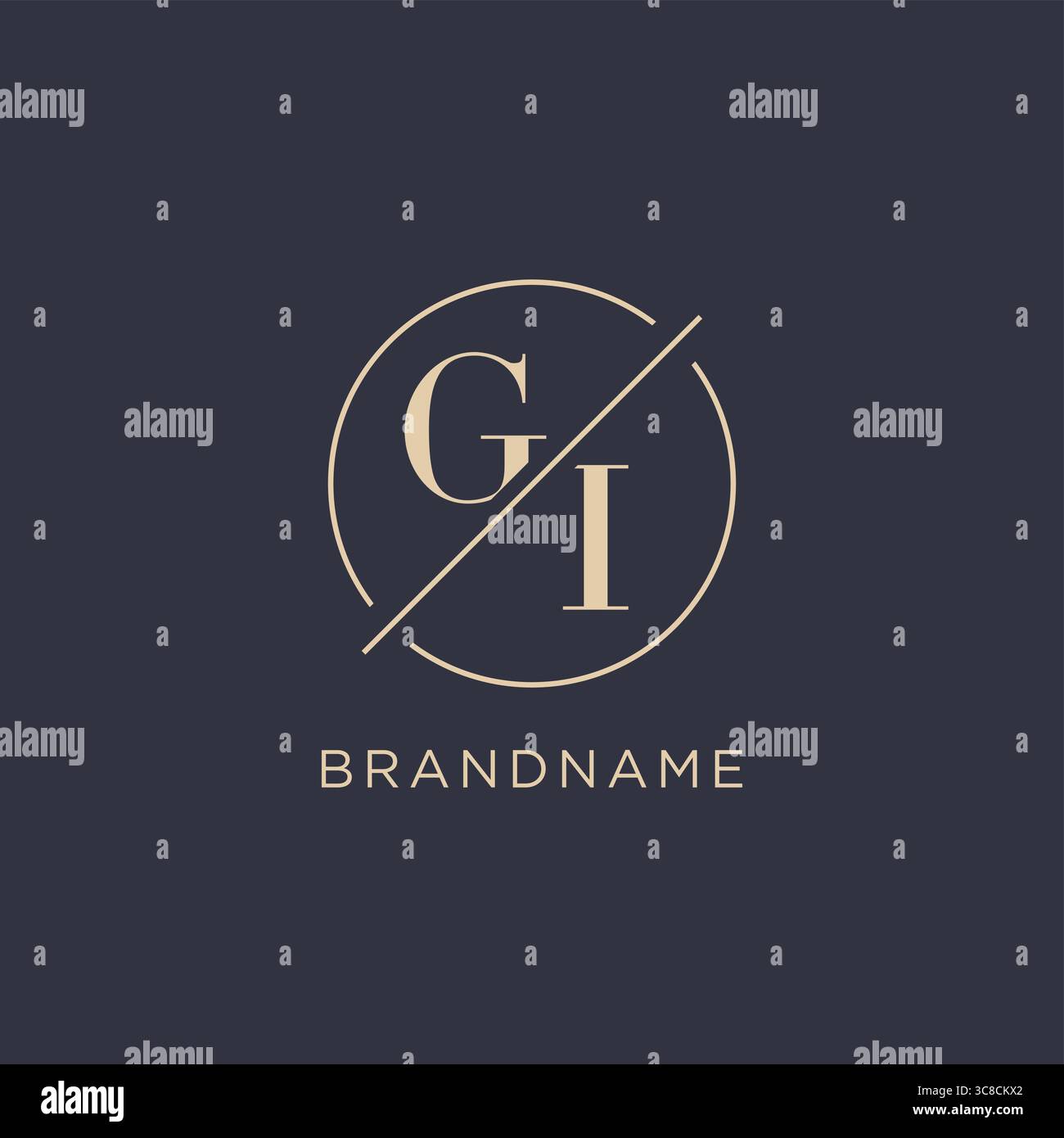 Initial letter GI logo with simple circle line elegant look monogram logo style vector graphic Stock Vector
