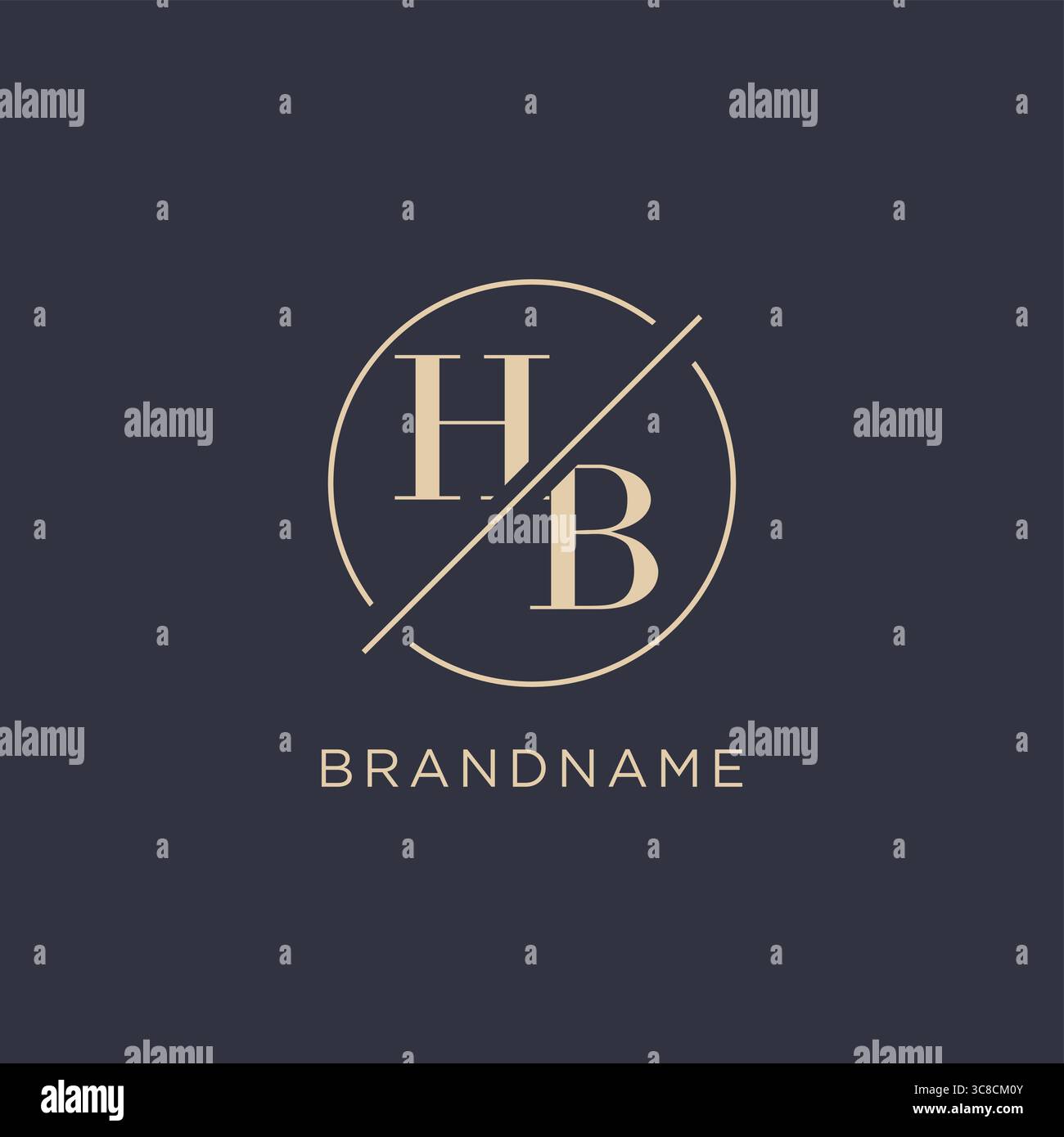 Initial letter HB logo with simple circle line elegant look monogram logo style vector graphic Stock Vector