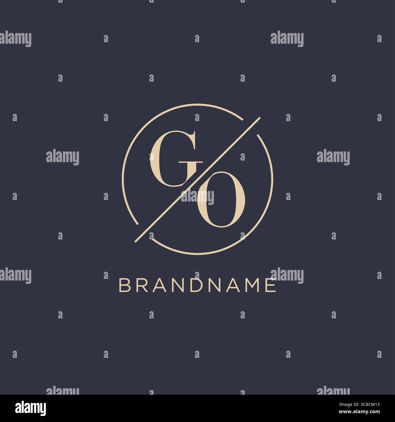 Initial letter GO logo with simple circle line elegant look monogram logo style vector graphic Stock Vector