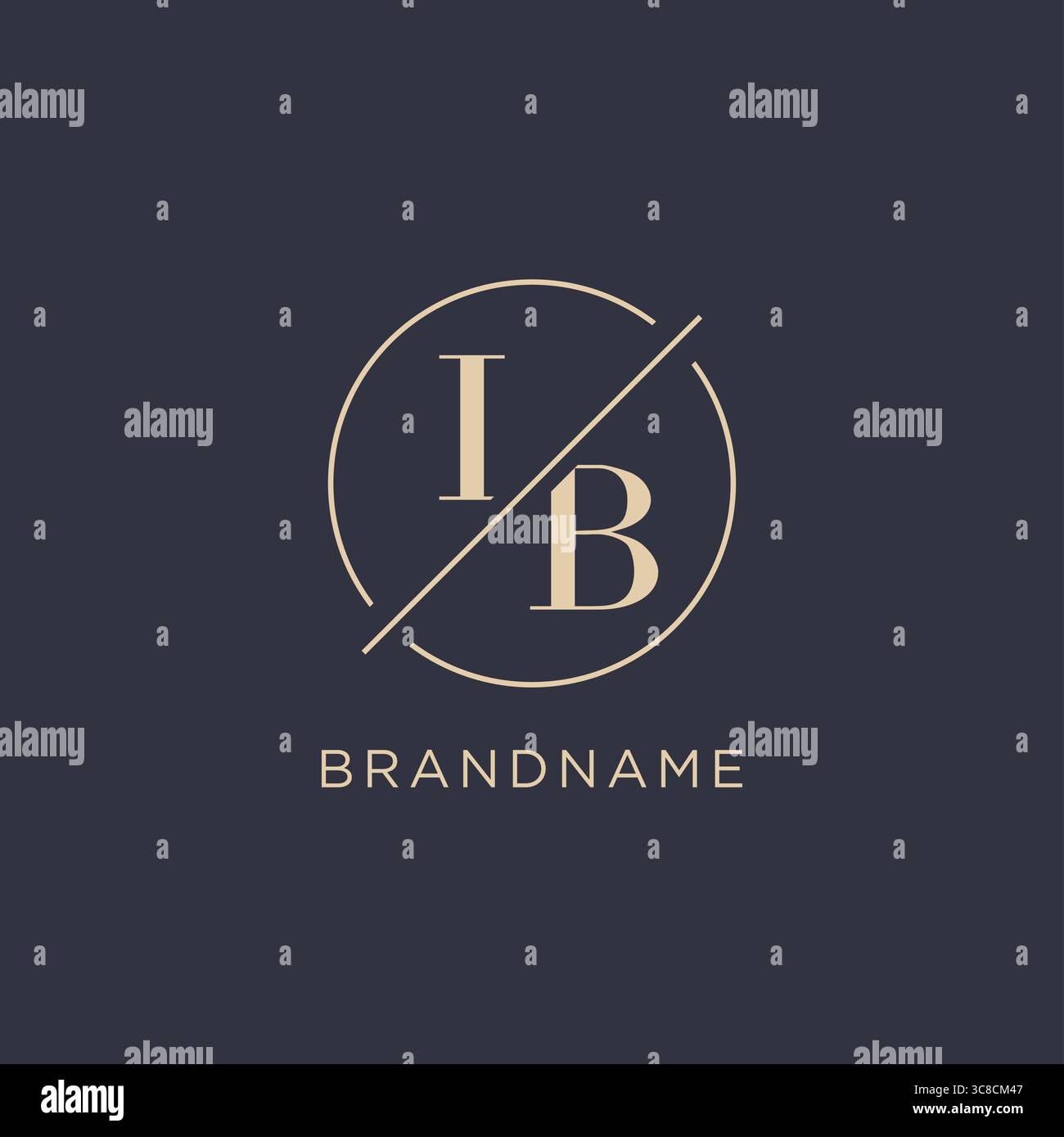 Initial letter IB logo with simple circle line elegant look monogram logo style vector graphic Stock Vector