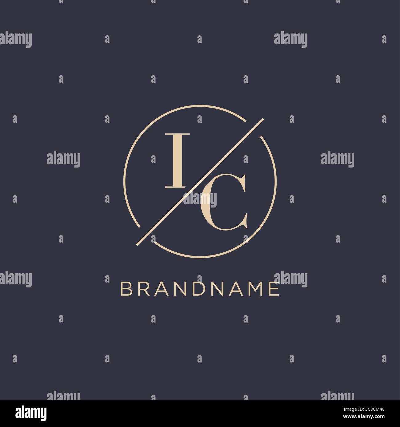 Initial letter IC logo with simple circle line elegant look monogram logo style vector graphic Stock Vector