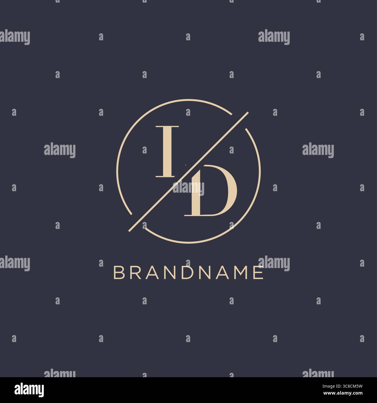 Initial letter ID logo with simple circle line elegant look monogram logo style vector graphic Stock Vector