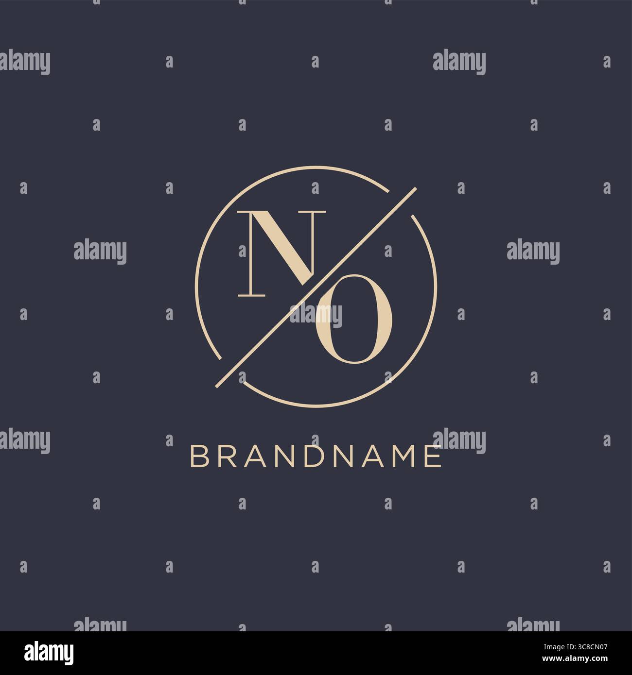 Initial letter NO logo with simple circle line elegant look monogram logo style vector graphic Stock Vector