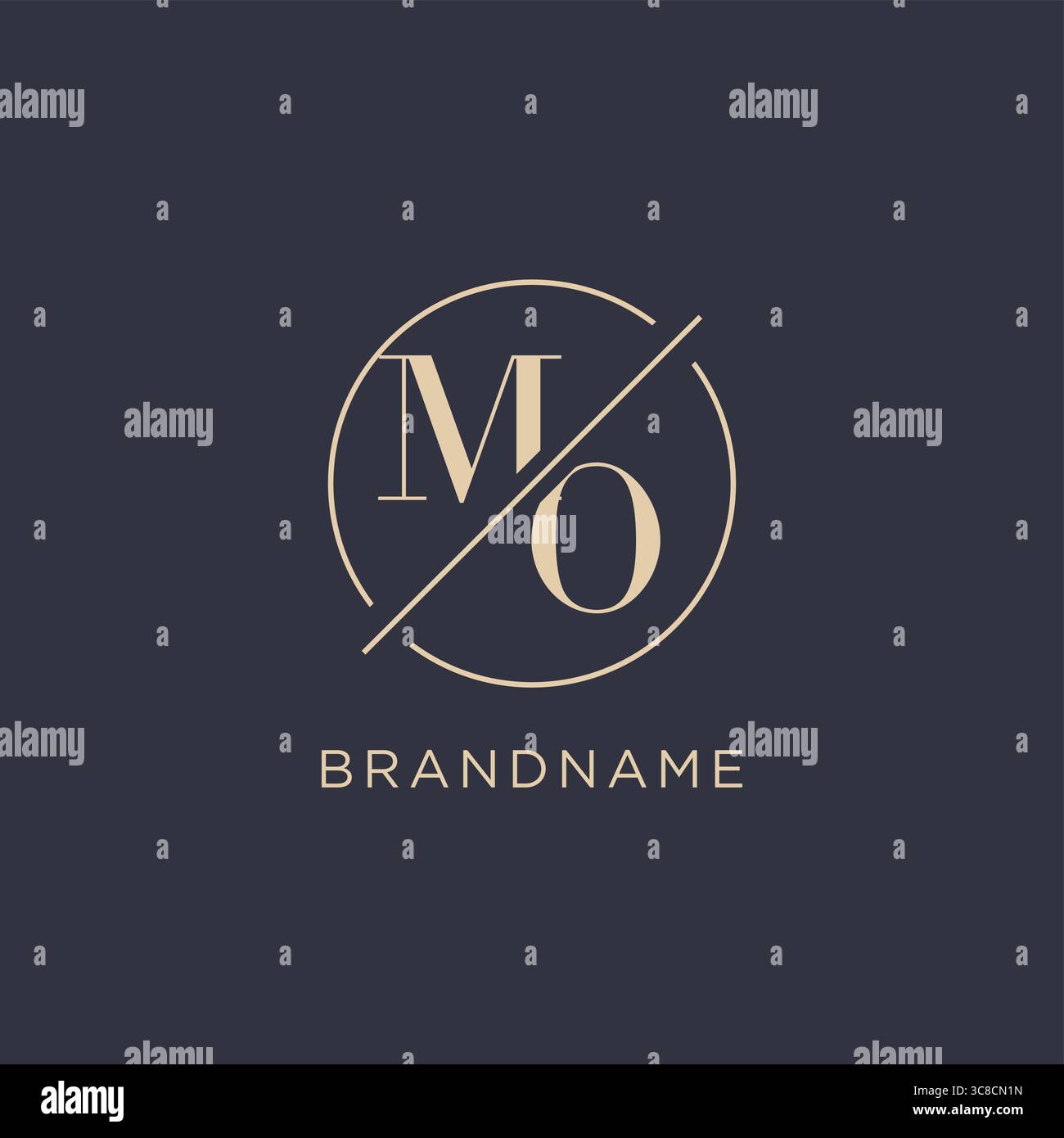 Initial letter MO logo with simple circle line elegant look monogram logo style vector graphic Stock Vector