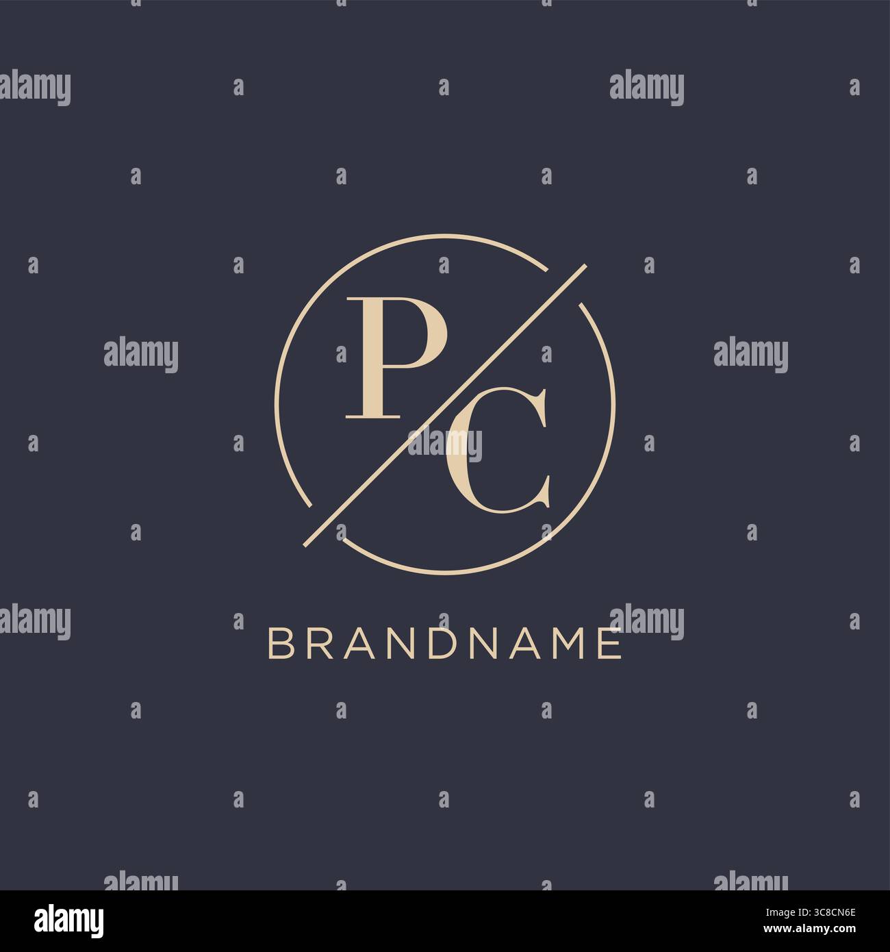 Initial letter PC logo with simple circle line elegant look monogram ...
