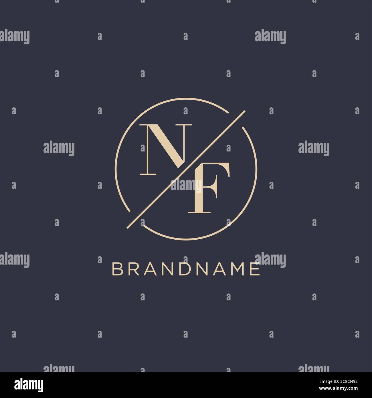 Initial letter NF logo with simple circle line elegant look monogram logo style vector graphic Stock Vector