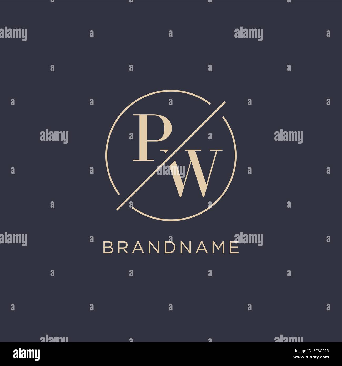 Initial letter PW logo with simple circle line elegant look monogram ...