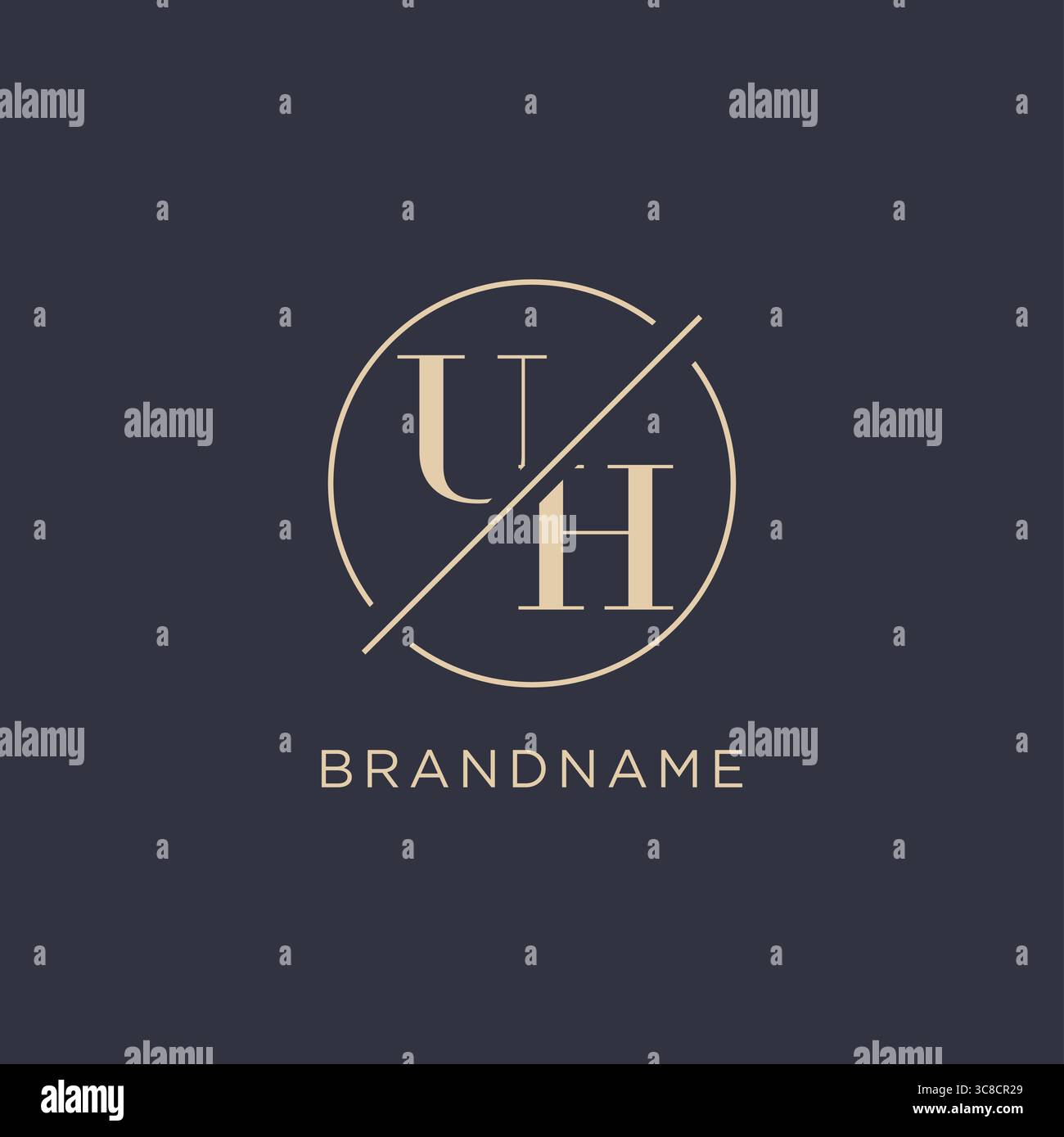 Initial letter UH logo with simple circle line elegant look monogram logo style vector graphic Stock Vector
