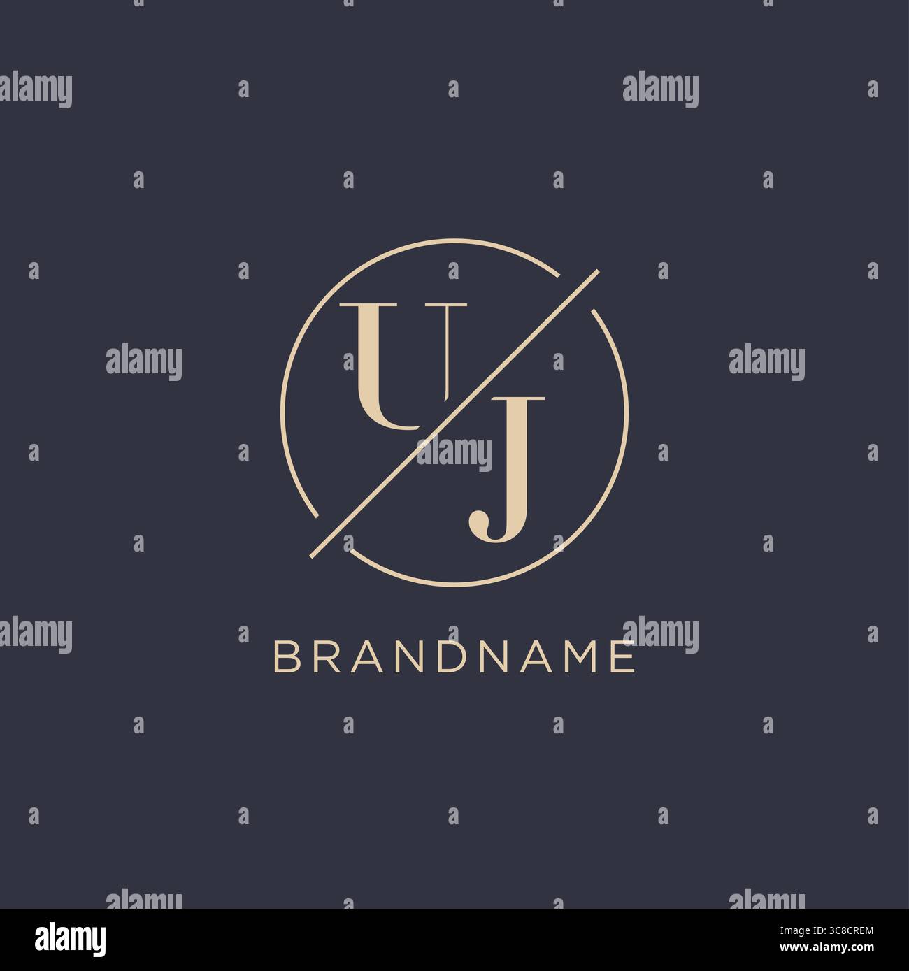 Initial letter UJ logo with simple circle line elegant look monogram logo style vector graphic Stock Vector
