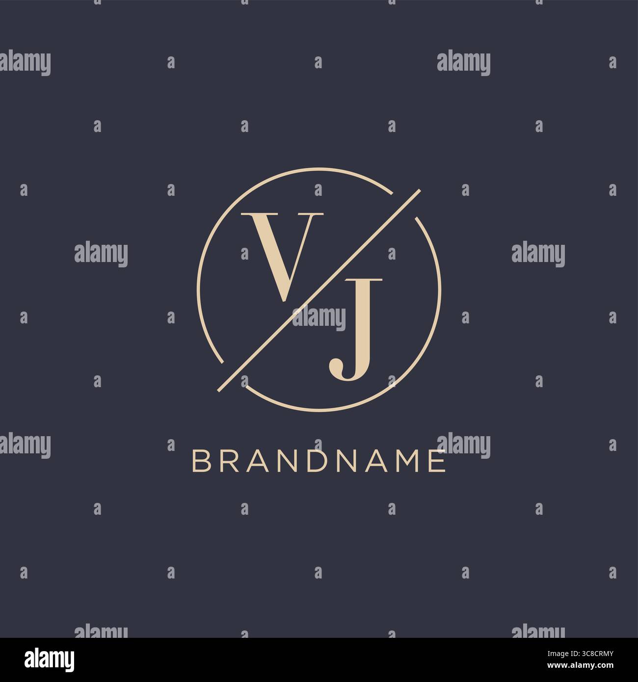 Initial letter VJ logo with simple circle line elegant look monogram ...