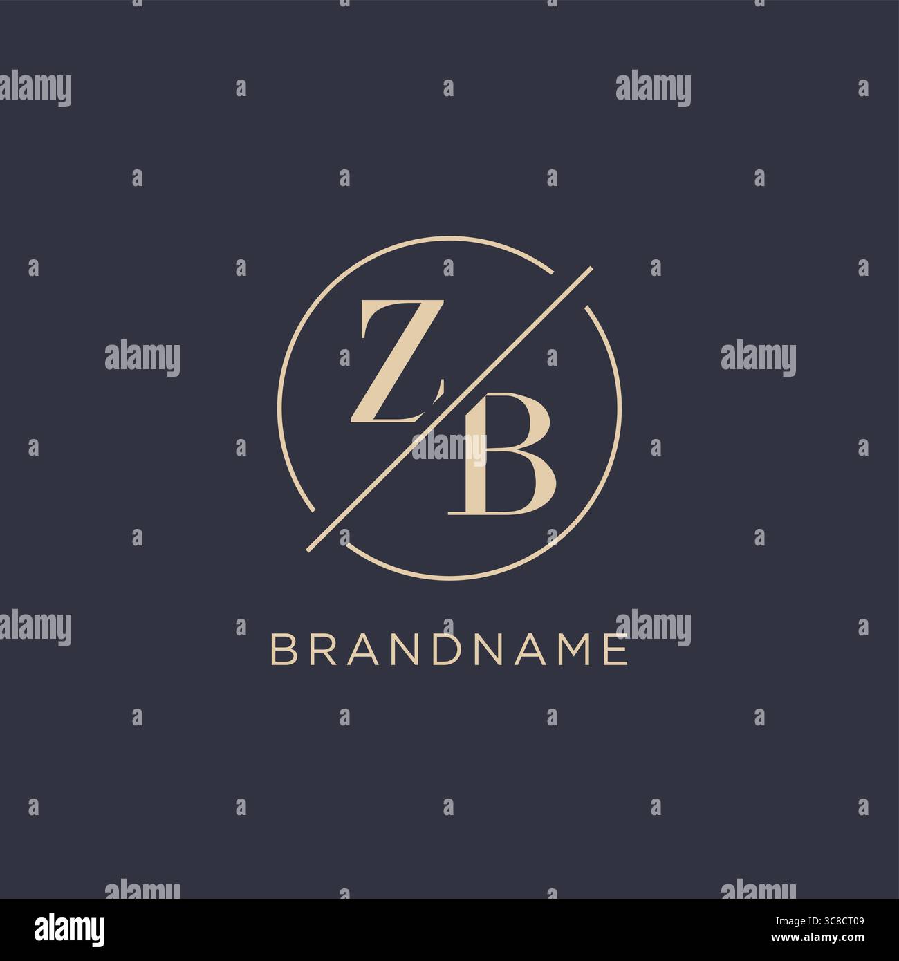 Initial letter ZB logo with simple circle line elegant look monogram ...