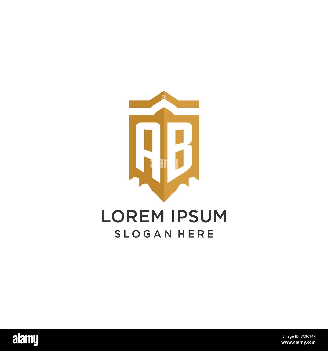 Monogram AB logo with shield geometric shape, elegant luxury initial logo design vector graphic Stock Vector