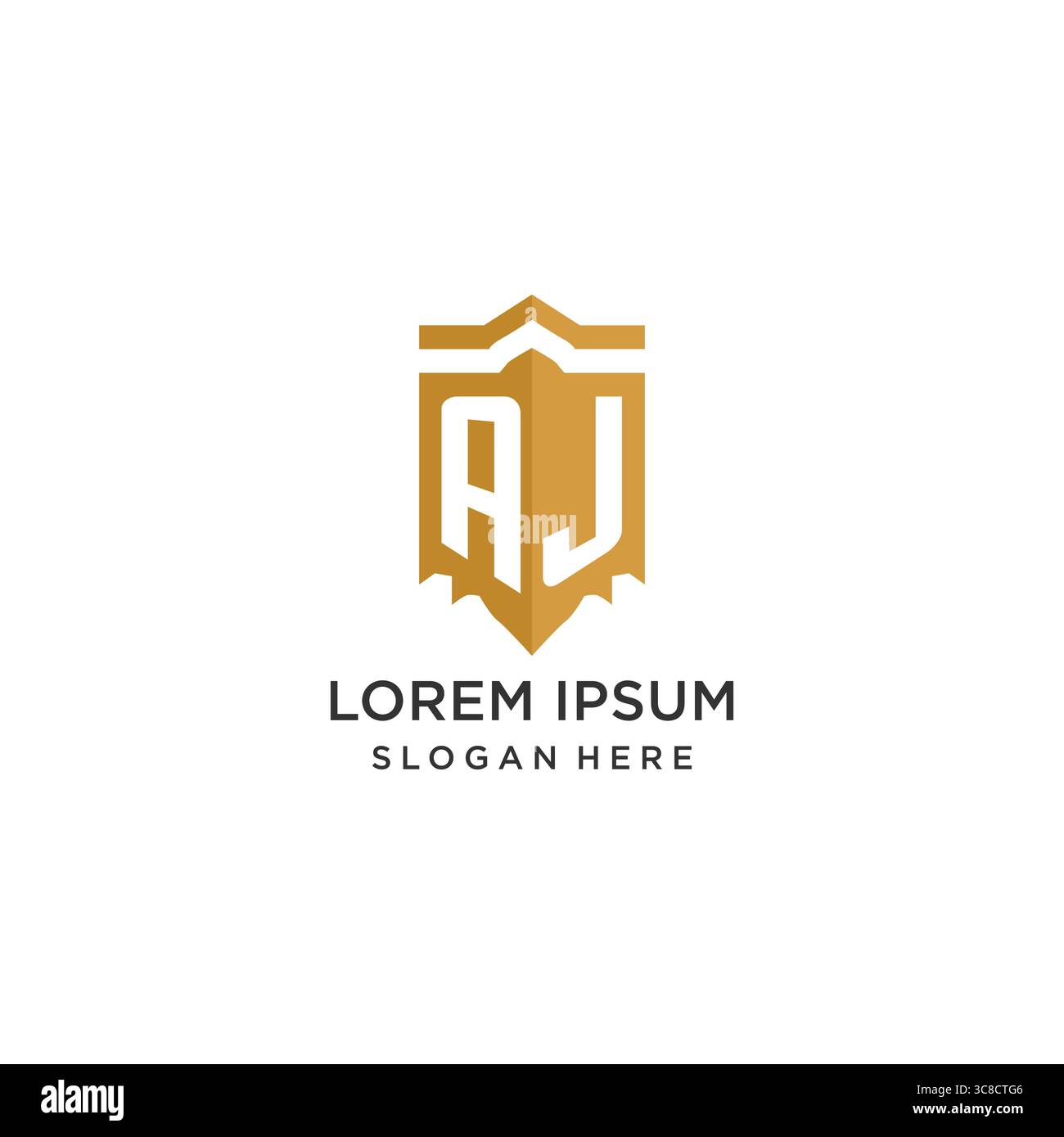 Monogram AJ logo with shield geometric shape, elegant luxury initial logo design vector graphic Stock Vector