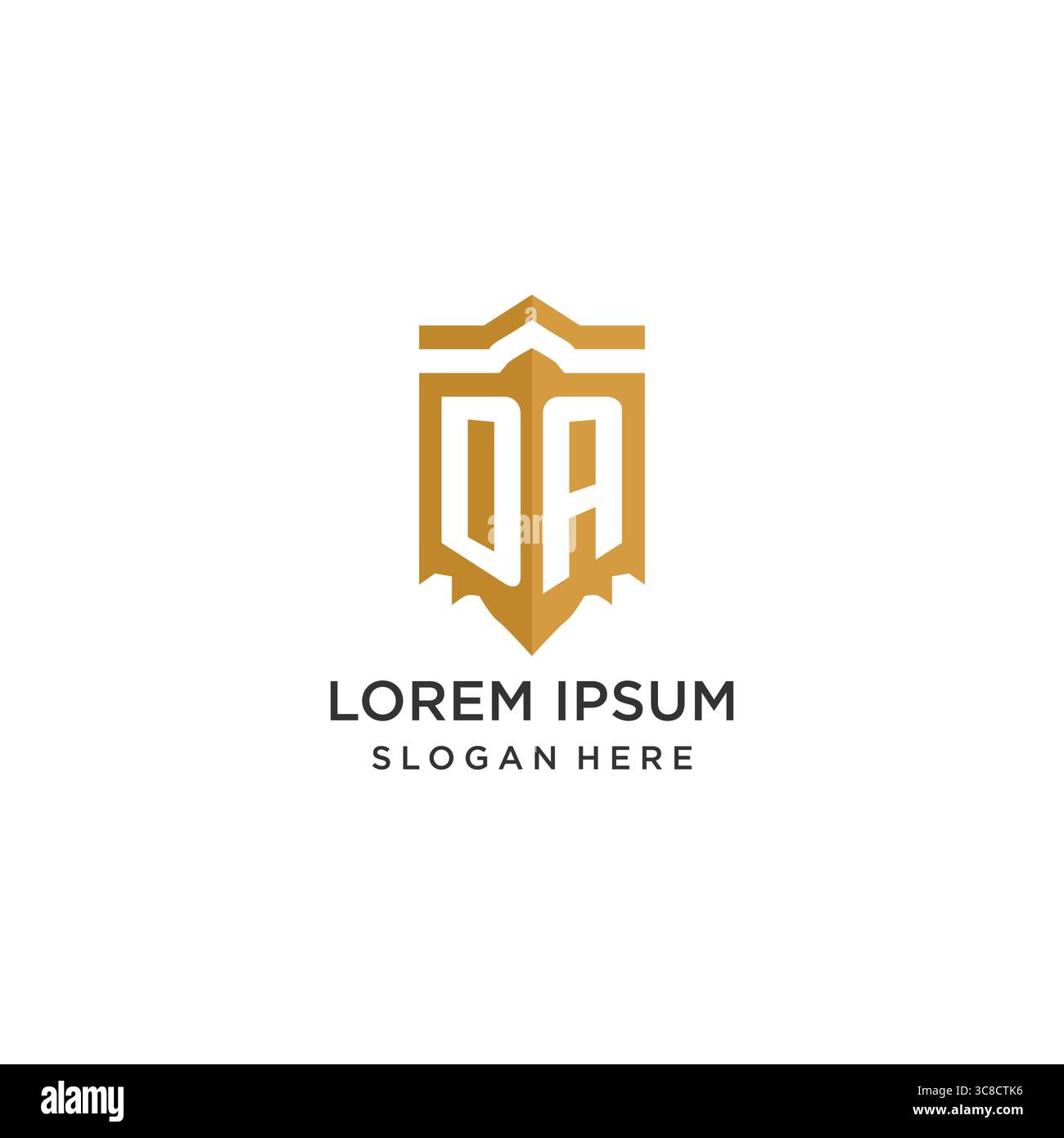 Monogram DA logo with shield geometric shape, elegant luxury initial logo design vector graphic Stock Vector
