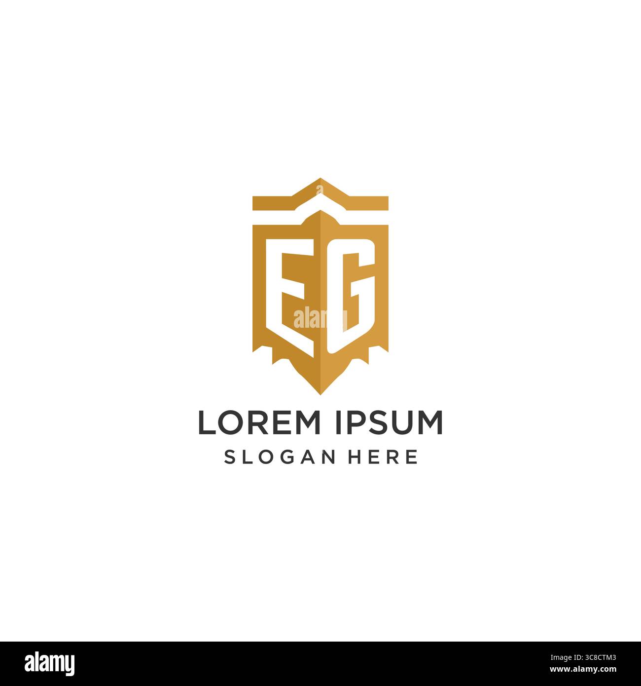 Monogram EG logo with shield geometric shape, elegant luxury initial logo design vector graphic Stock Vector