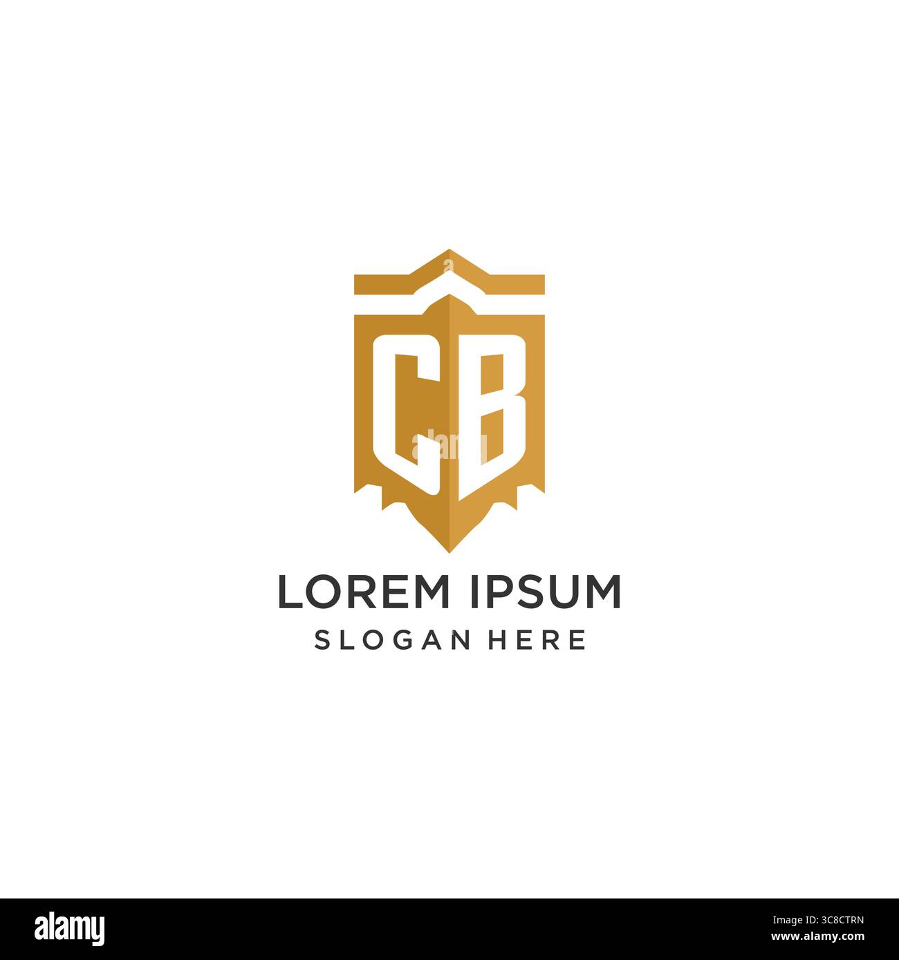 Monogram CB logo with shield geometric shape, elegant luxury initial logo design vector graphic Stock Vector
