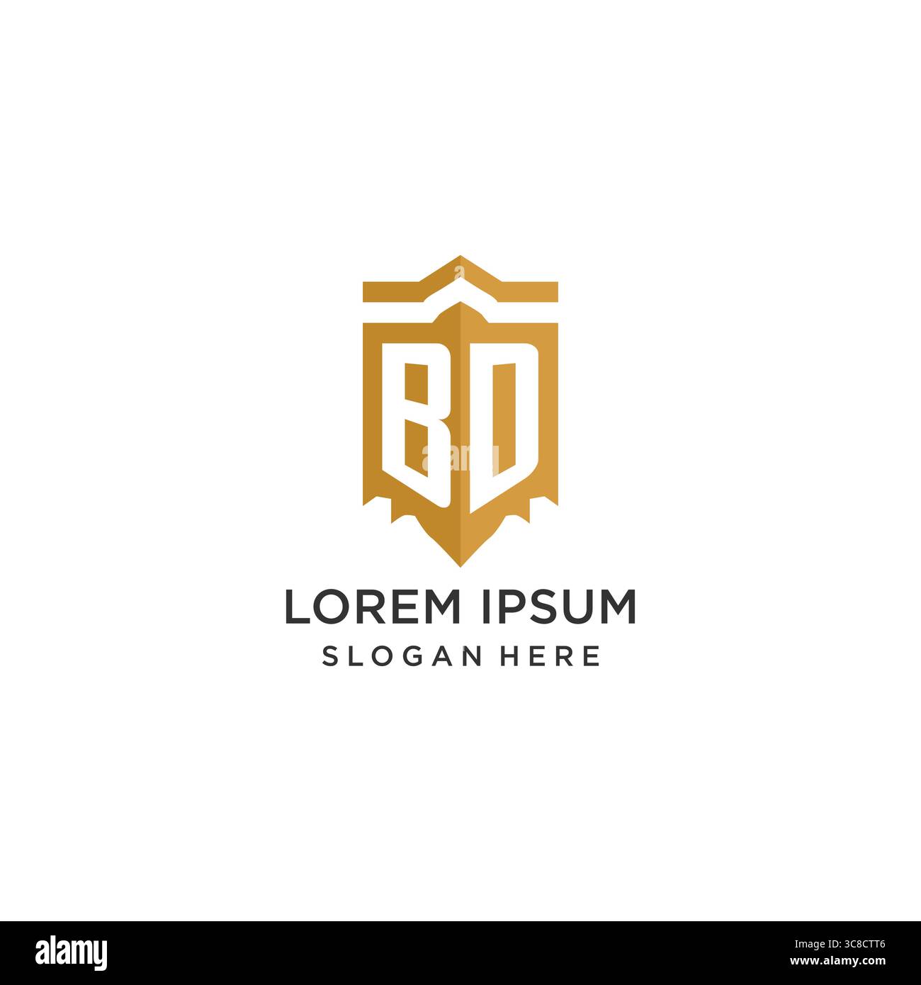 Monogram BD logo with shield geometric shape, elegant luxury initial logo design vector graphic Stock Vector