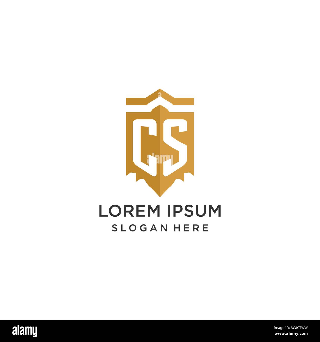 Monogram CS logo with shield geometric shape, elegant luxury initial logo design vector graphic Stock Vector