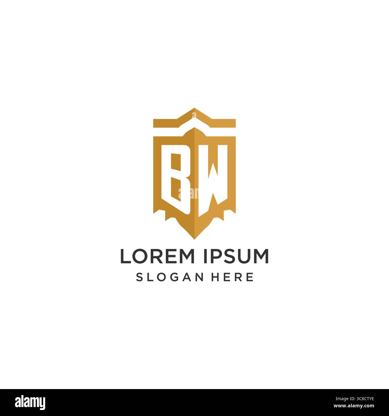 Monogram BW logo with shield geometric shape, elegant luxury initial logo design vector graphic Stock Vector