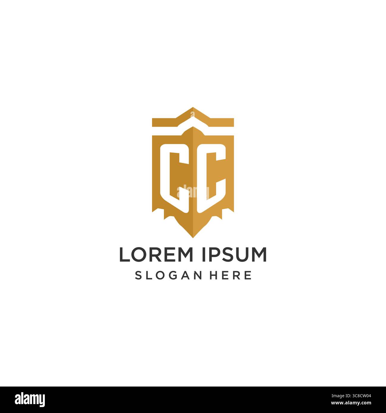 Monogram CC logo with shield geometric shape, elegant luxury initial logo design vector graphic Stock Vector