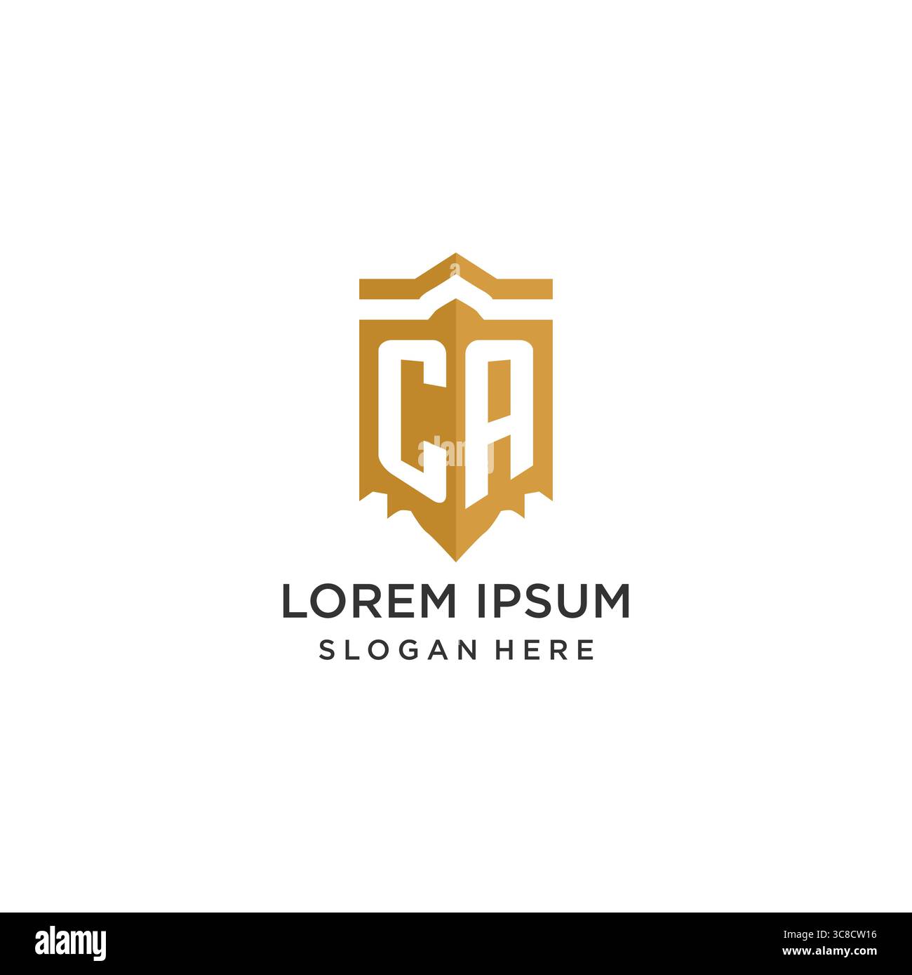 Monogram CA logo with shield geometric shape, elegant luxury initial logo design vector graphic Stock Vector