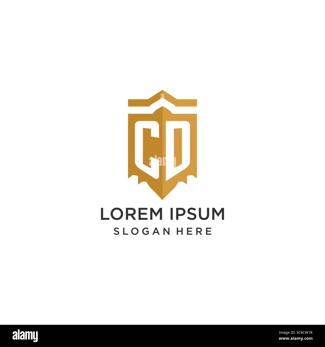 Monogram CD logo with shield geometric shape, elegant luxury initial logo design vector graphic Stock Vector