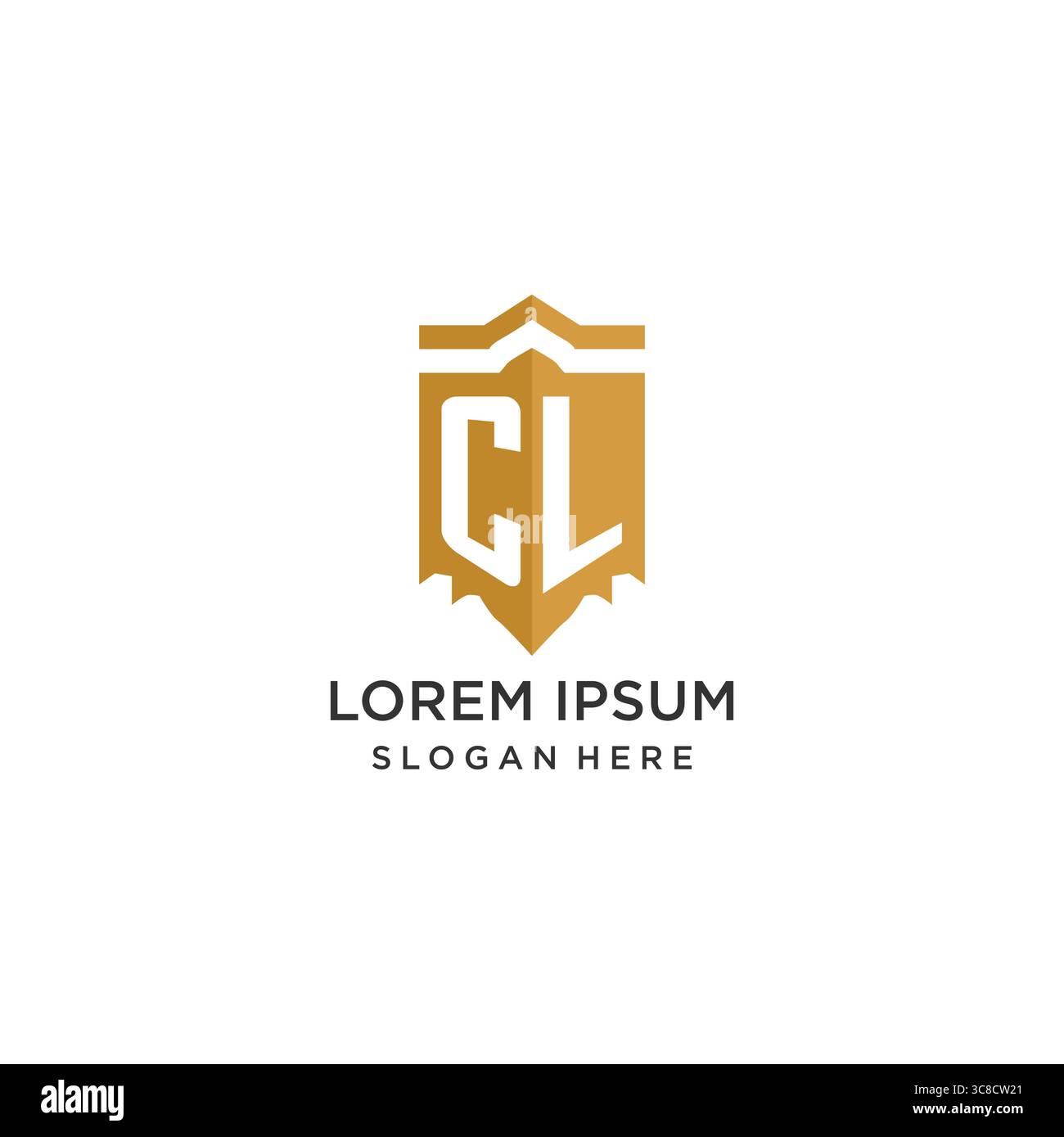 Monogram CL logo with shield geometric shape, elegant luxury initial logo design vector graphic Stock Vector
