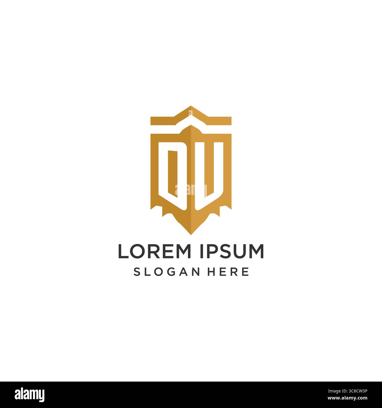Monogram DU logo with shield geometric shape, elegant luxury initial logo design vector graphic Stock Vector