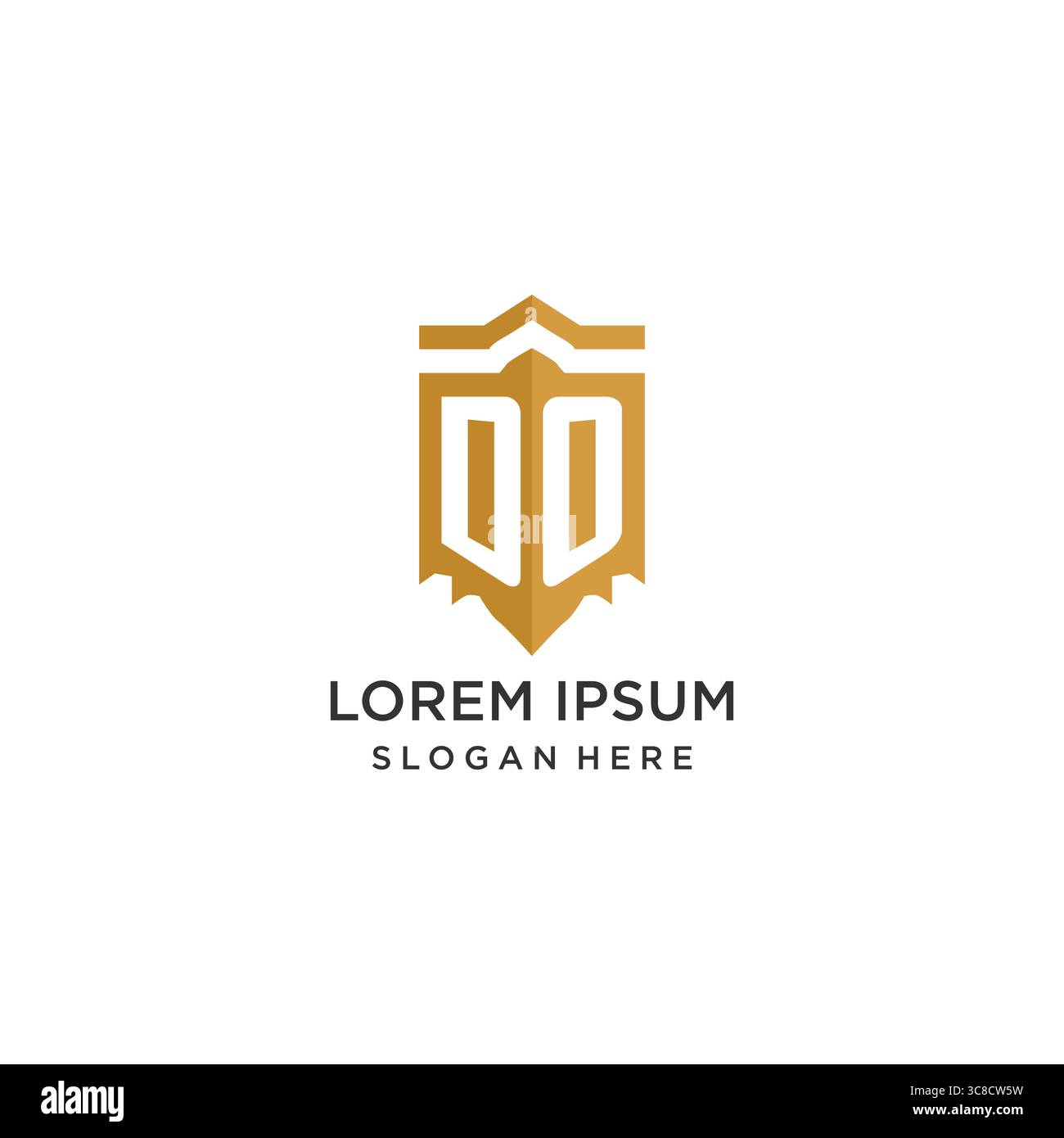 Monogram DO logo with shield geometric shape, elegant luxury initial logo design vector graphic Stock Vector