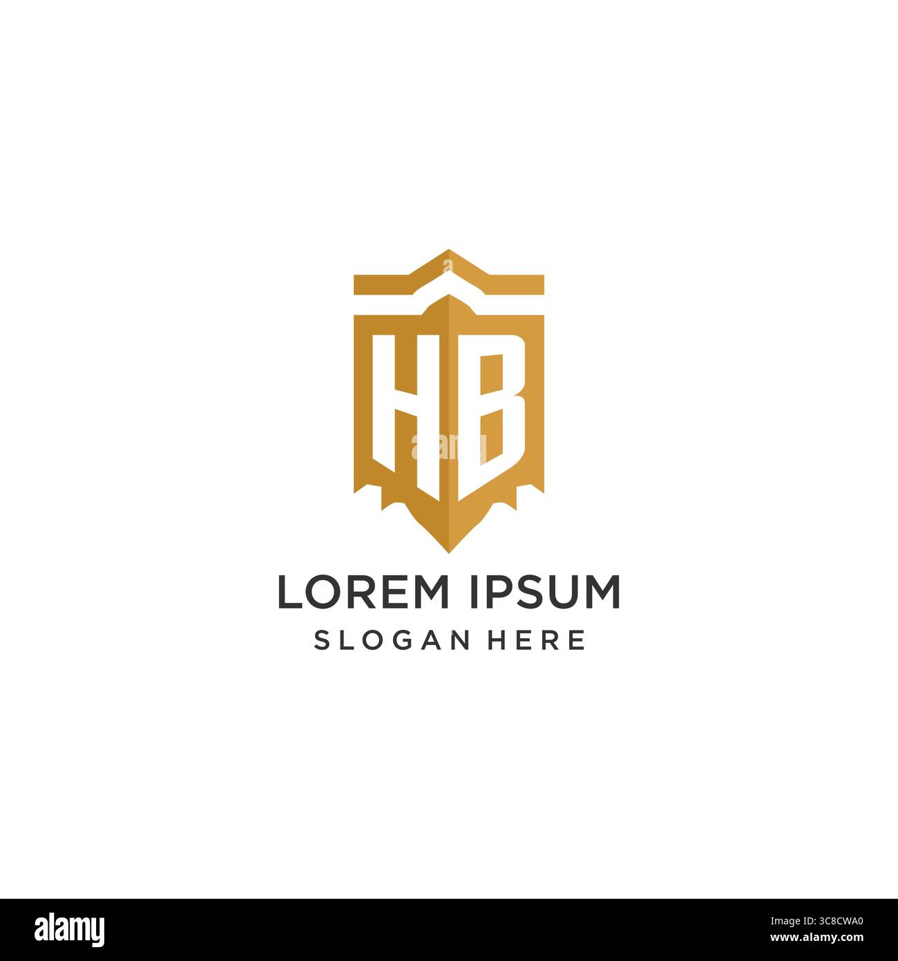 Monogram HB logo with shield geometric shape, elegant luxury initial logo design vector graphic Stock Vector