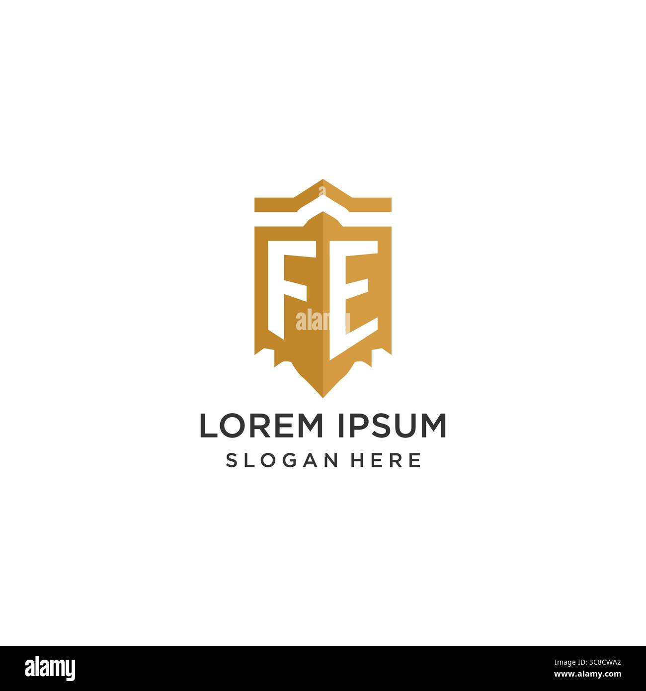 Monogram FE logo with shield geometric shape, elegant luxury initial ...