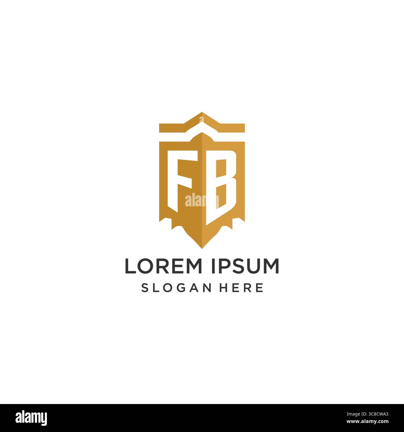 Monogram FB logo with shield geometric shape, elegant luxury initial logo design vector graphic Stock Vector