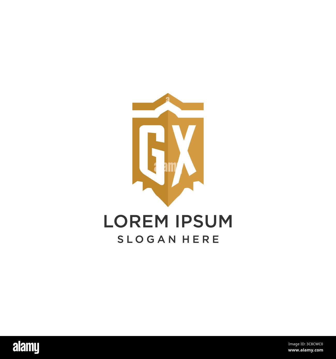 Monogram GX logo with shield geometric shape, elegant luxury initial logo design vector graphic Stock Vector