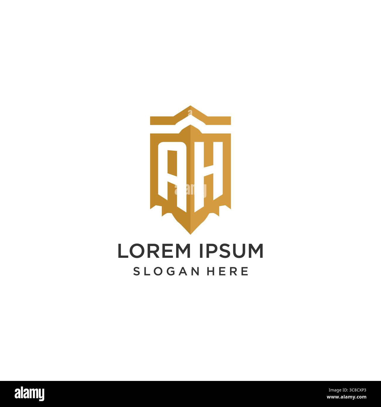 Monogram AH logo with shield geometric shape, elegant luxury initial logo design vector graphic Stock Vector