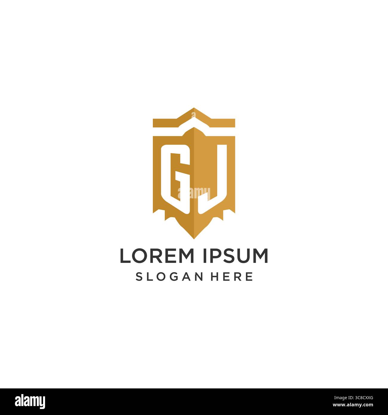 Monogram GJ logo with shield geometric shape, elegant luxury initial logo design vector graphic Stock Vector