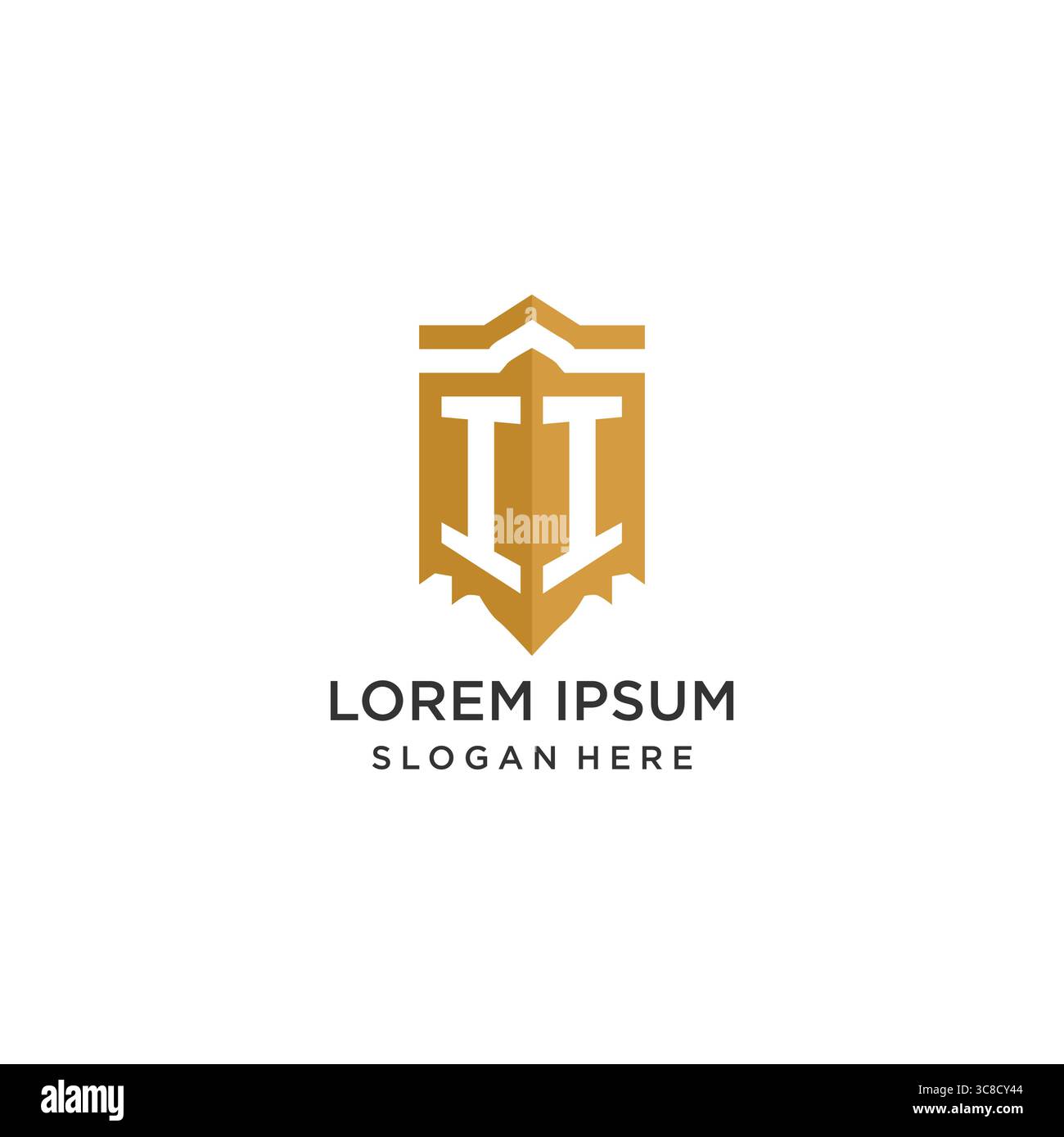 Monogram II logo with shield geometric shape, elegant luxury initial logo design vector graphic Stock Vector