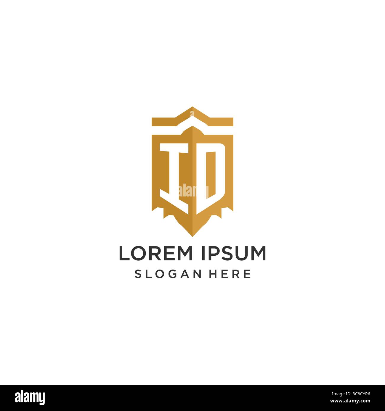 Monogram ID logo with shield geometric shape, elegant luxury initial logo design vector graphic Stock Vector