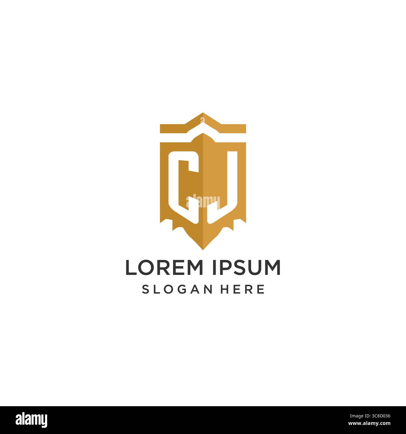 Monogram CJ logo with shield geometric shape, elegant luxury initial logo design vector graphic Stock Vector