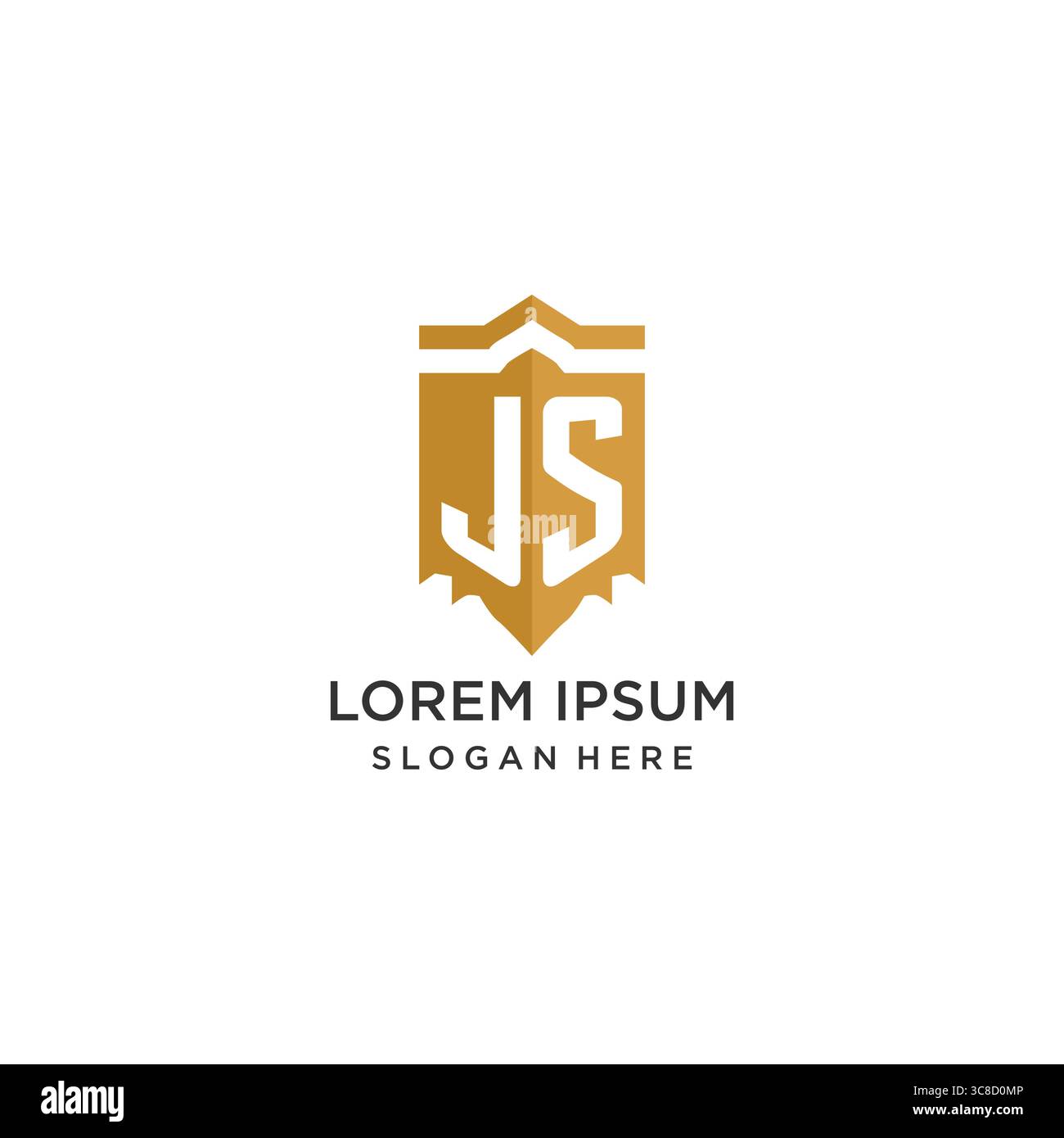 Monogram JS logo with shield geometric shape, elegant luxury initial logo design vector graphic Stock Vector