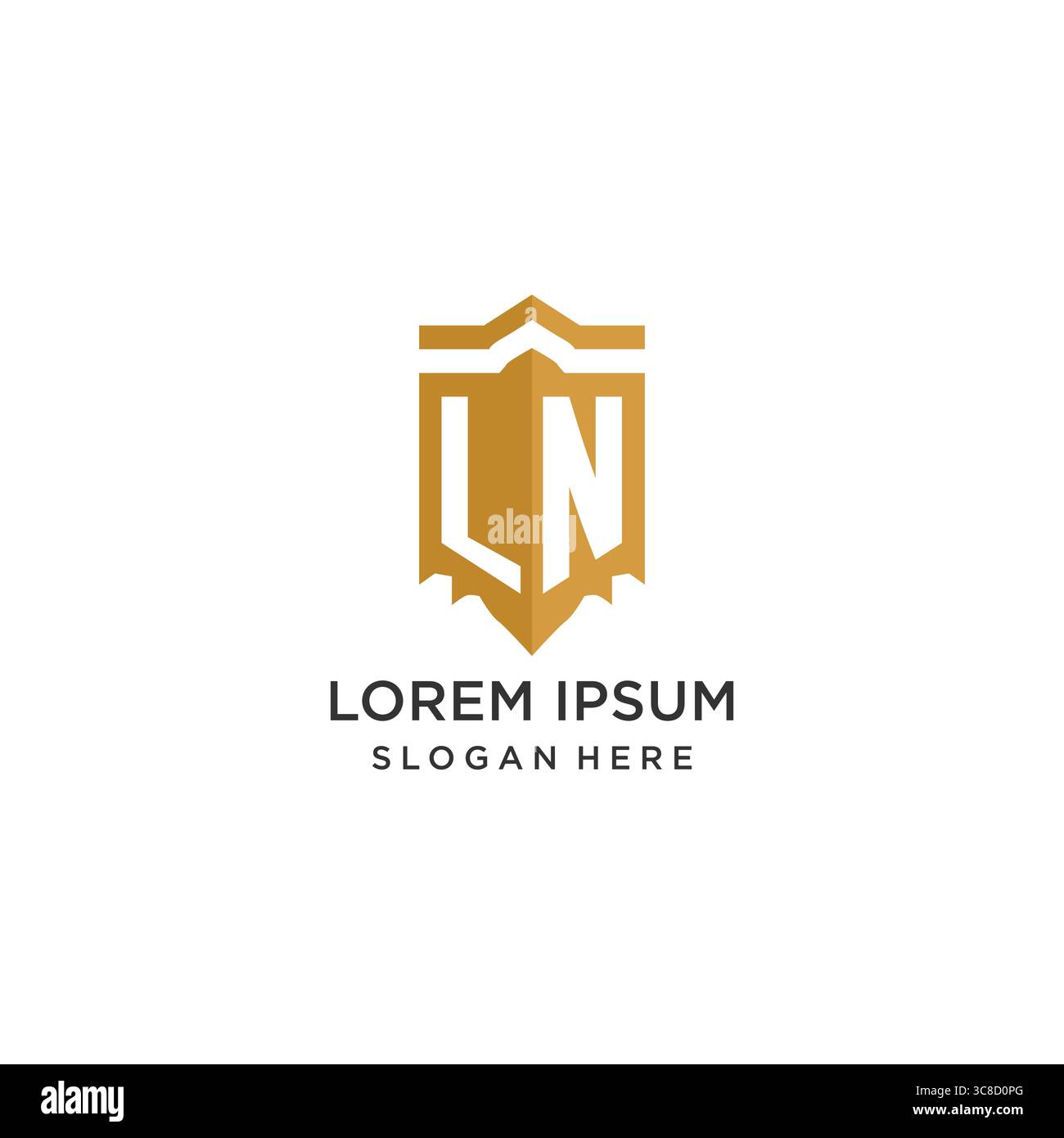 Monogram LN logo with shield geometric shape, elegant luxury initial logo design vector graphic Stock Vector