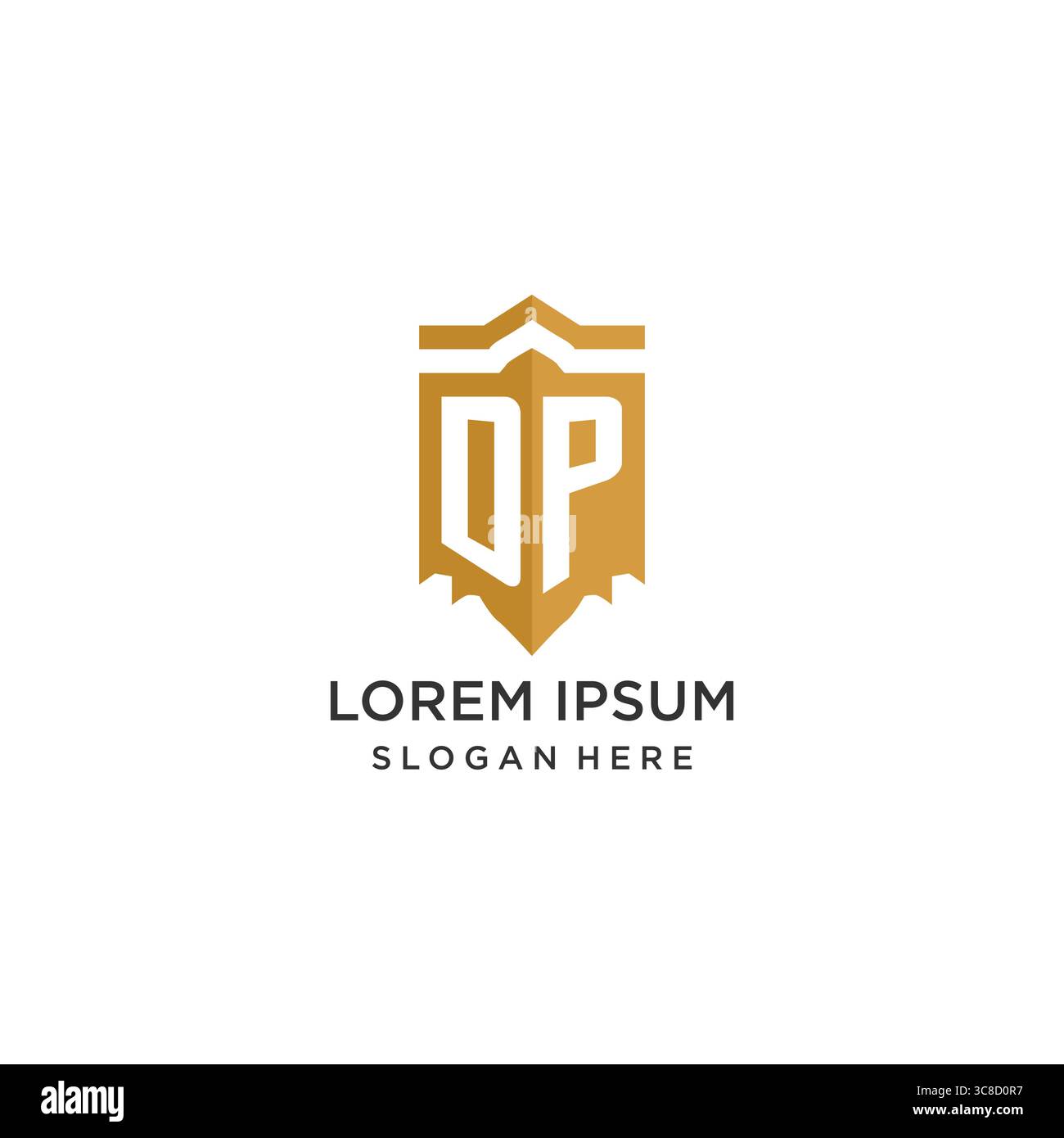 Monogram DP logo with shield geometric shape, elegant luxury initial logo design vector graphic Stock Vector