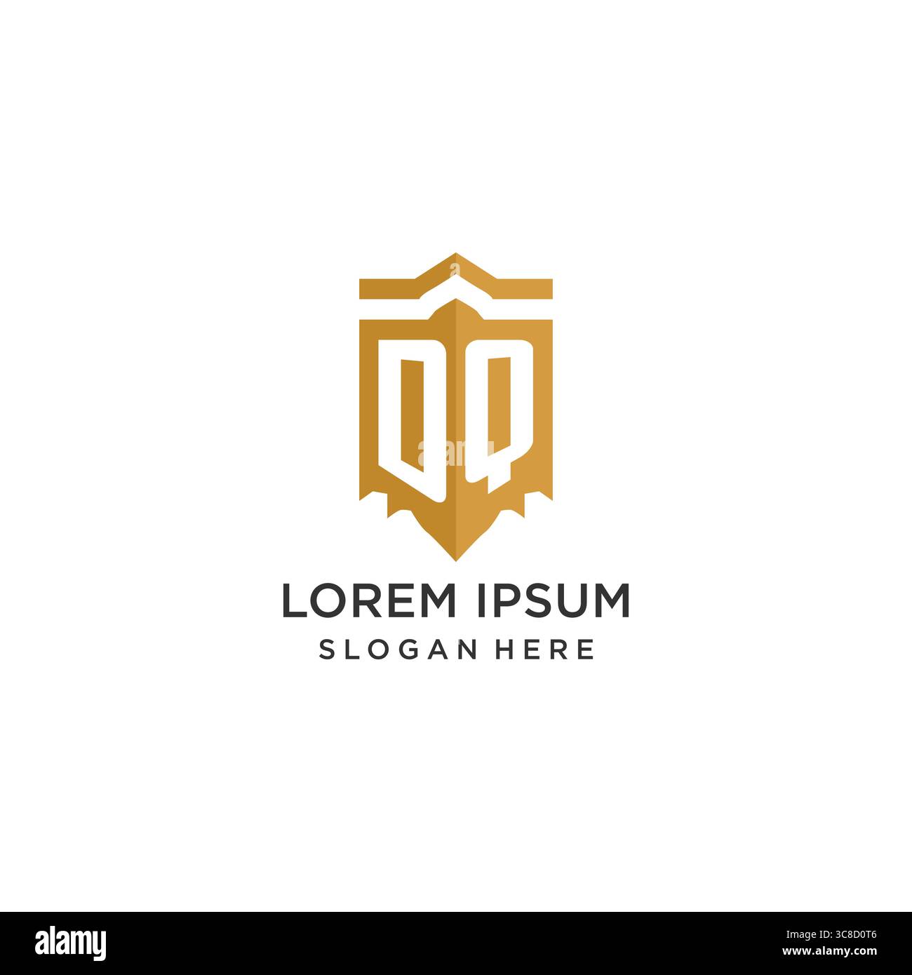 Monogram DQ logo with shield geometric shape, elegant luxury initial logo design vector graphic Stock Vector