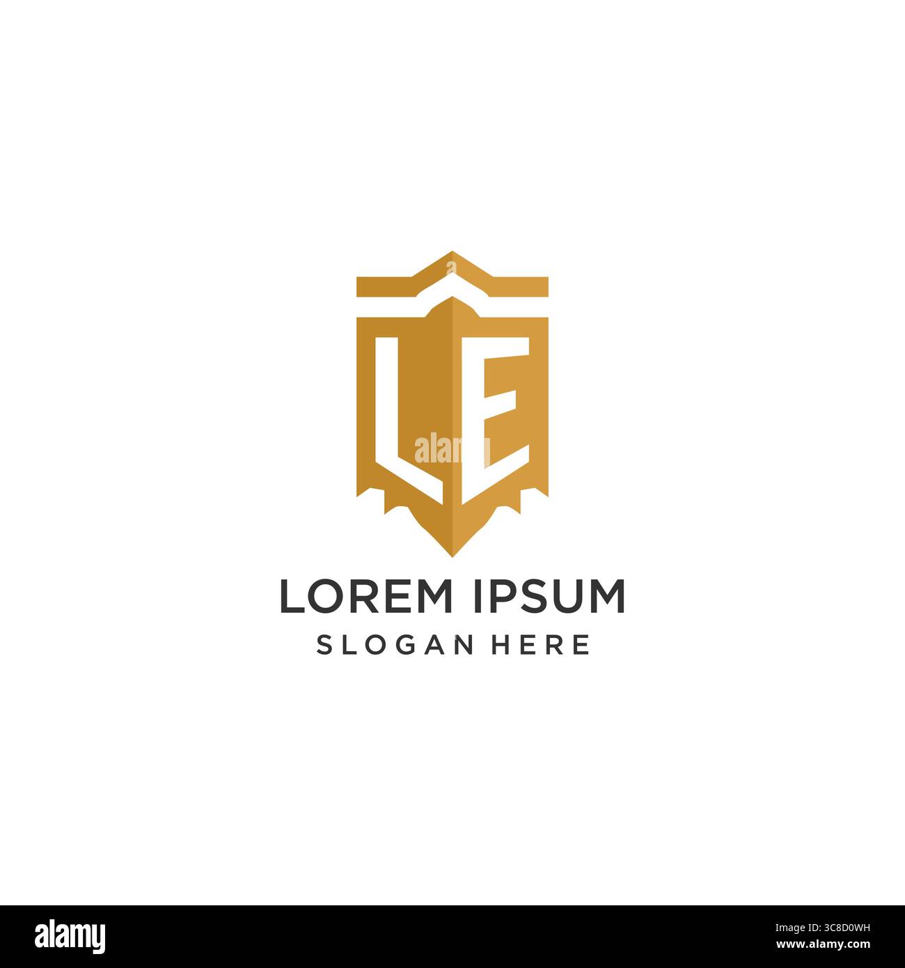 Monogram LE logo with shield geometric shape, elegant luxury initial logo design vector graphic Stock Vector