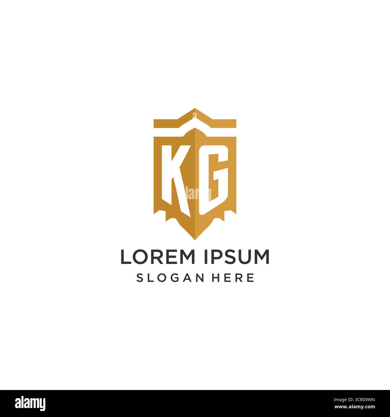 Monogram KG logo with shield geometric shape, elegant luxury initial logo design vector graphic Stock Vector