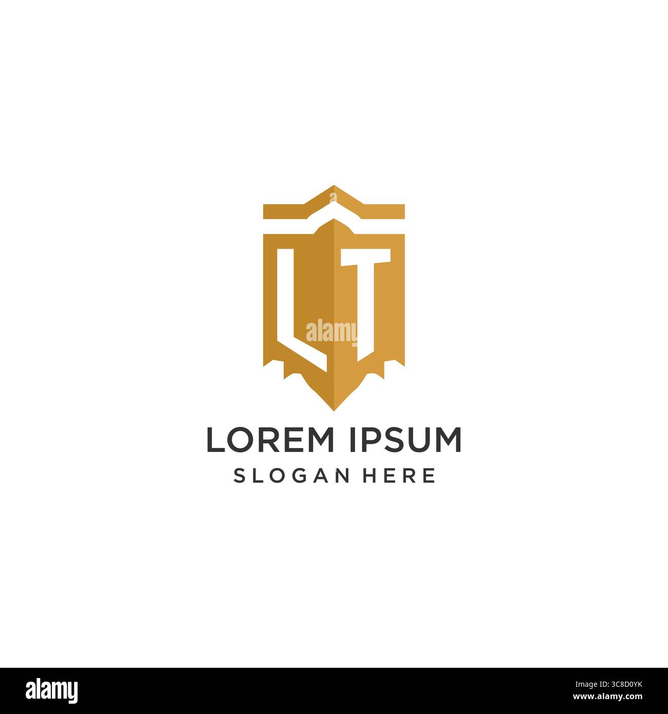 Monogram LT logo with shield geometric shape, elegant luxury initial logo design vector graphic Stock Vector